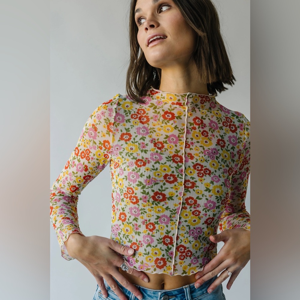 Piper & Scoot Floral Mesh Top